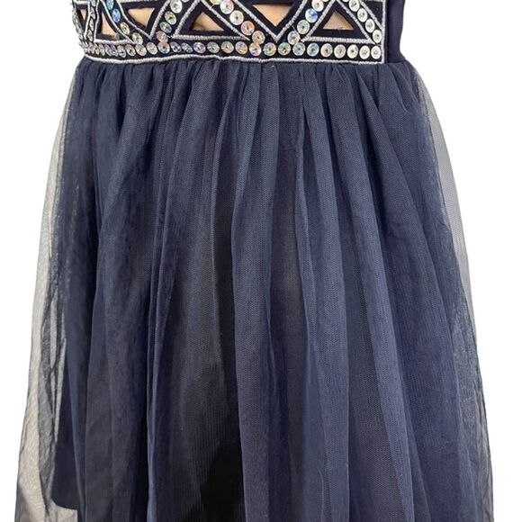 BLONDIE NITES Navy Sequin Strapless Whimsigoth Prom Homecoming Dress Babydoll 3 - Picture 9 of 16